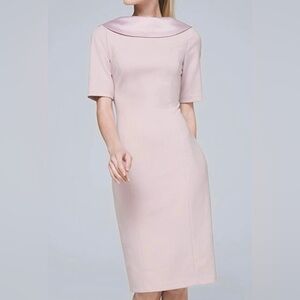 White House Black Market Satin Vback Sheath Midi Dress Cottage Rose Size 10
